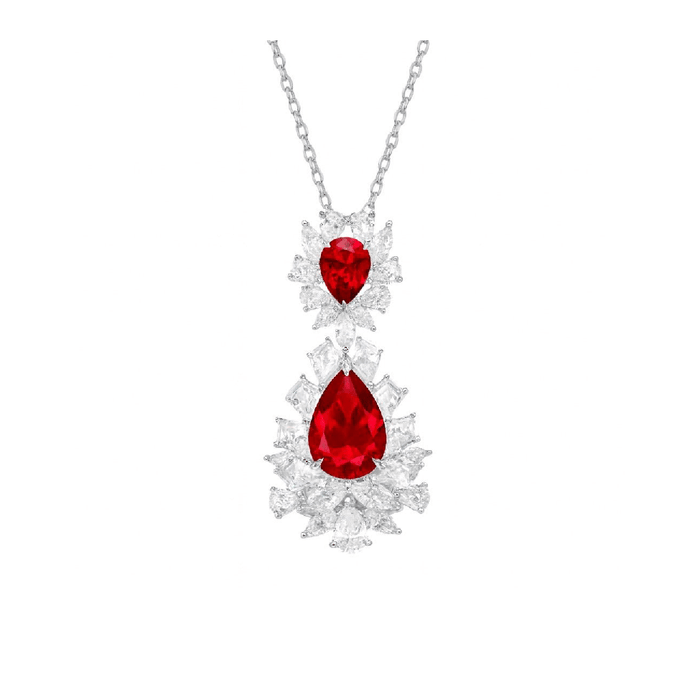 Caroline Ruby Teardrop Radiance Necklace - Gem Vivi
