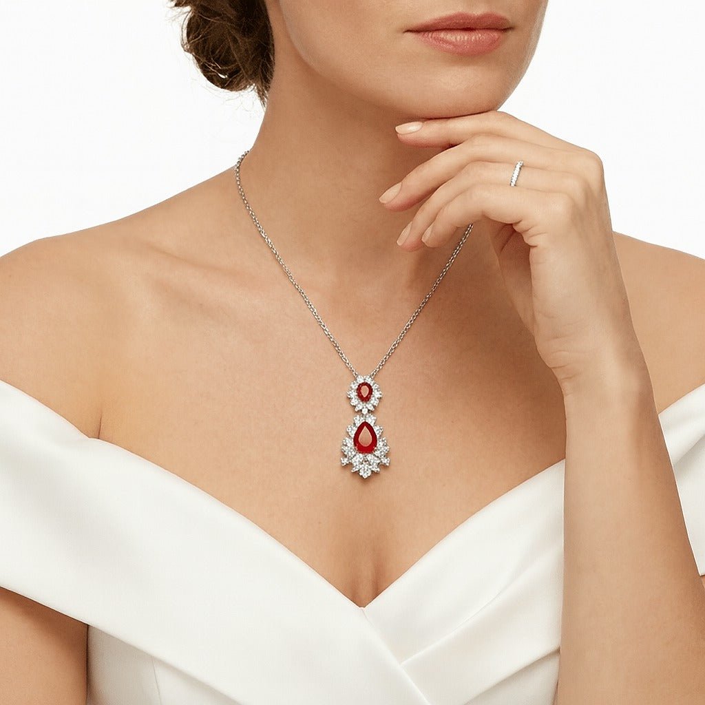 Caroline Ruby Teardrop Radiance Necklace - Gem Vivi