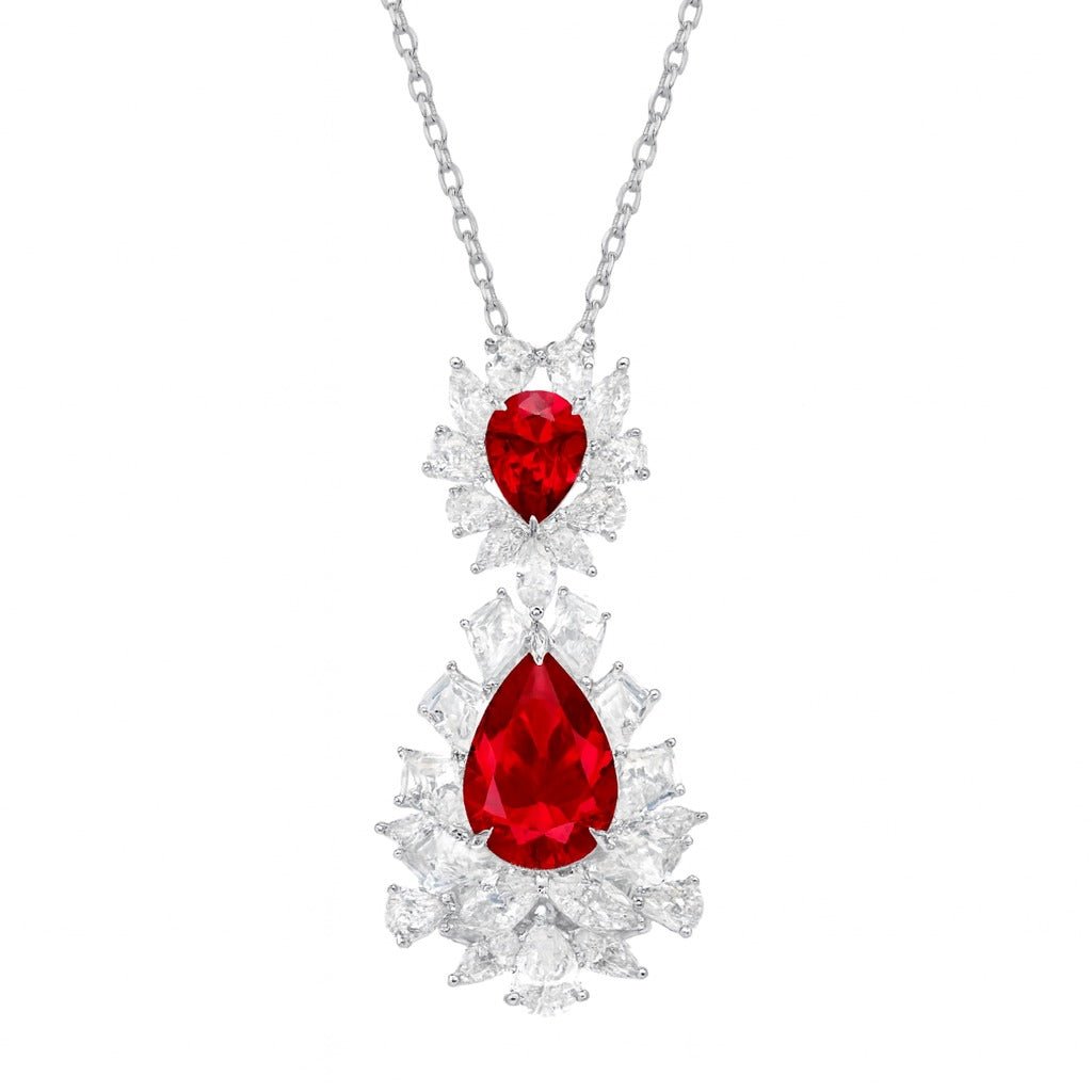 Caroline Ruby Teardrop Radiance Necklace - Gem Vivi