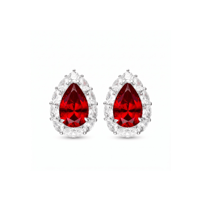 Caroline Ruby Teardrop Radiance Stud Earrings - Gem Vivi