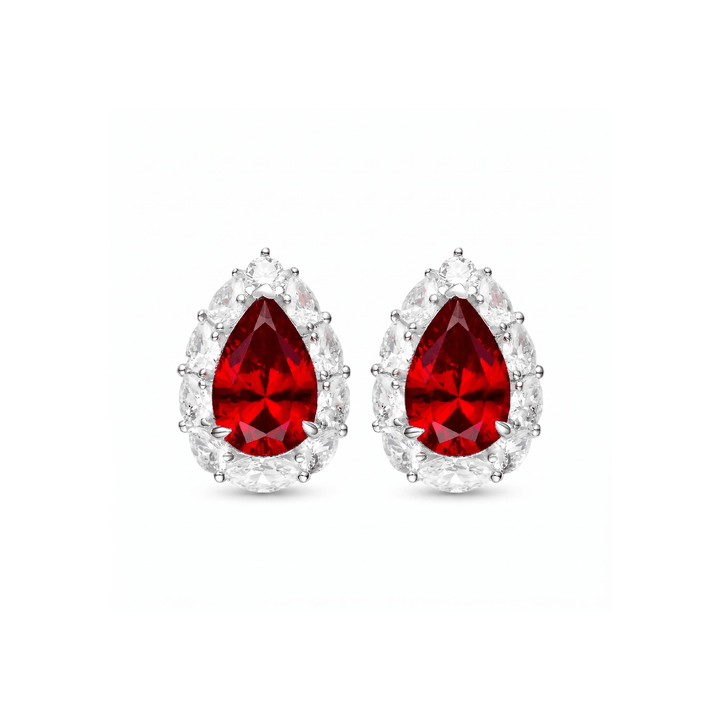 Caroline Ruby Teardrop Radiance Stud Earrings - Gem Vivi