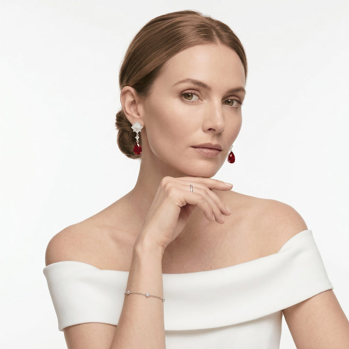 Caroline Ruby Teardrop Starburst Earrings - Gem Vivi