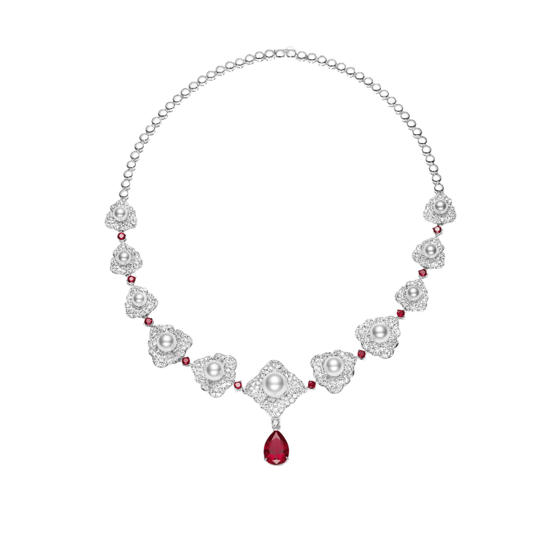 Cascade Pearl Rosette Statement Necklace - Gem Vivi