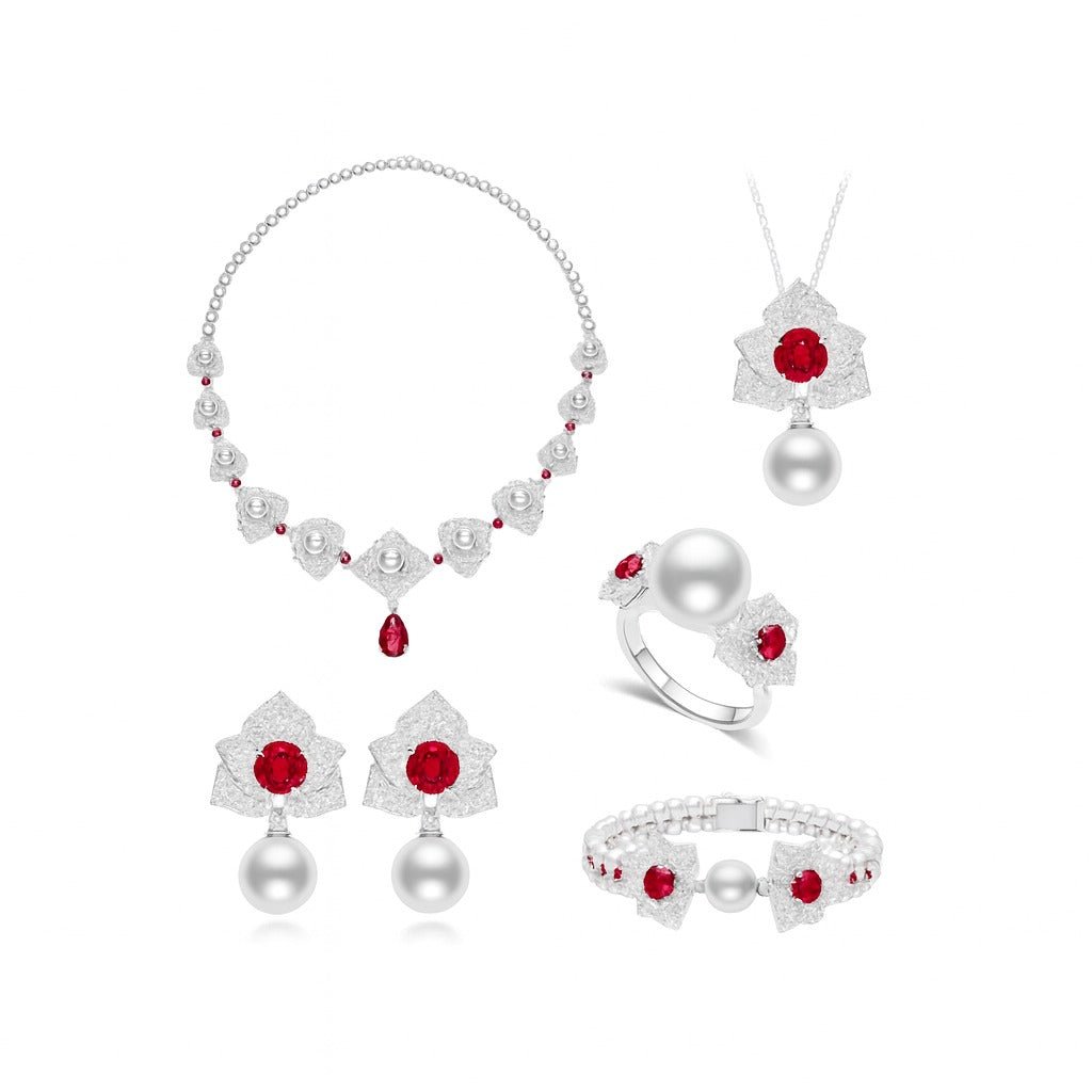 Cascade Pearl Rosette Statement Necklace - Gem Vivi