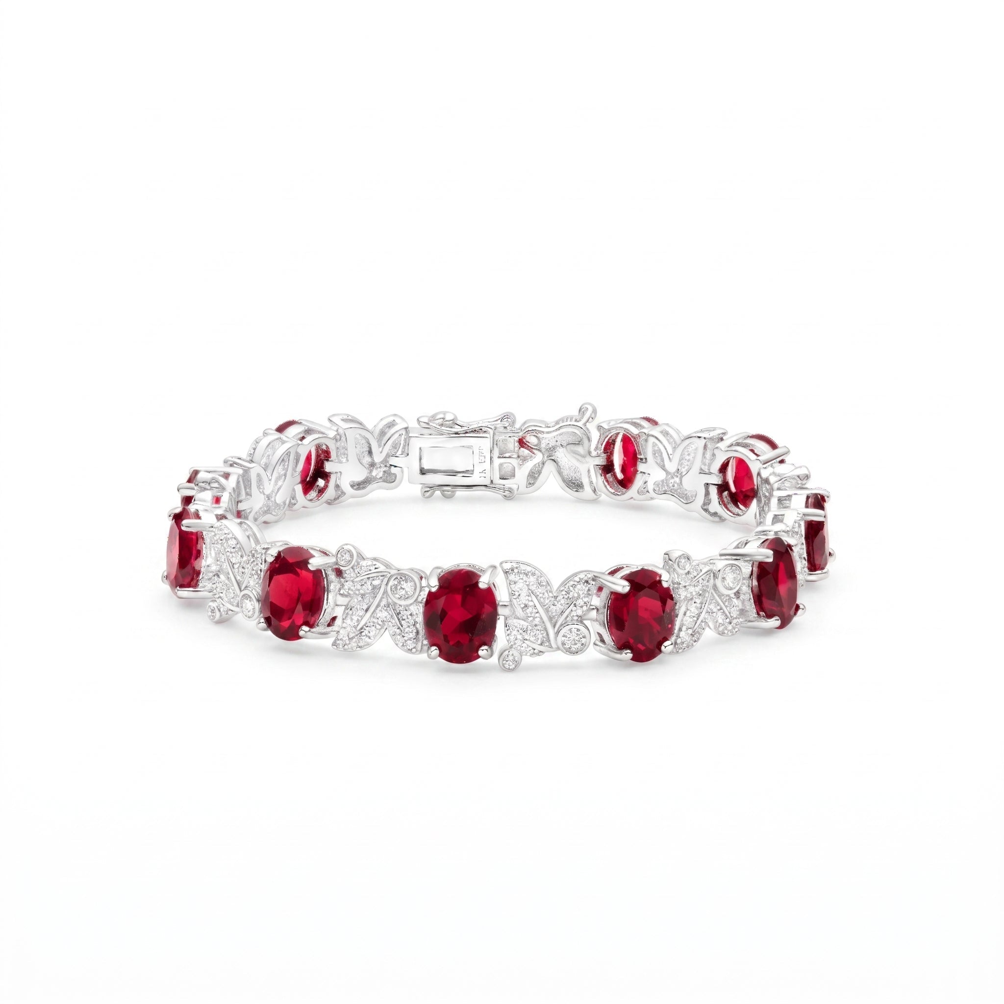 Cassia Ruby & Leaf Tennis Bracelet - Gem Vivi