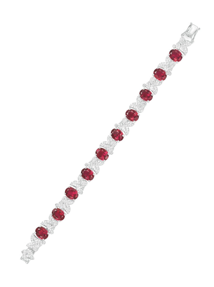 Cassia Ruby & Leaf Tennis Bracelet - Gem Vivi