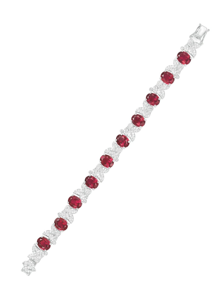 Cassia Ruby & Leaf Tennis Bracelet - Gem Vivi