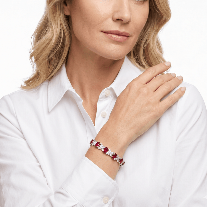 Cassia Ruby & Leaf Tennis Bracelet - Gem Vivi