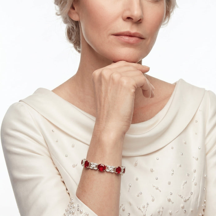 Celeste Scarlet Ruby Statement Bracelet - Gem Vivi