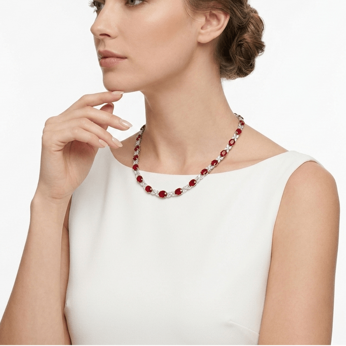 Celeste Scarlet Ruby Statement Necklace - Gem Vivi
