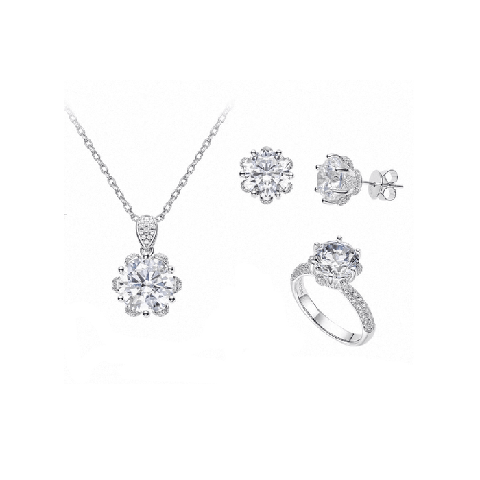 Celestial Bloom Solitaire Three-Piece Jewelry Set - Gem Vivi