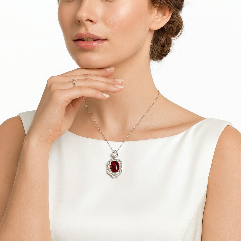 Celina Scarlet Ruby Pendant Necklace - Gem Vivi