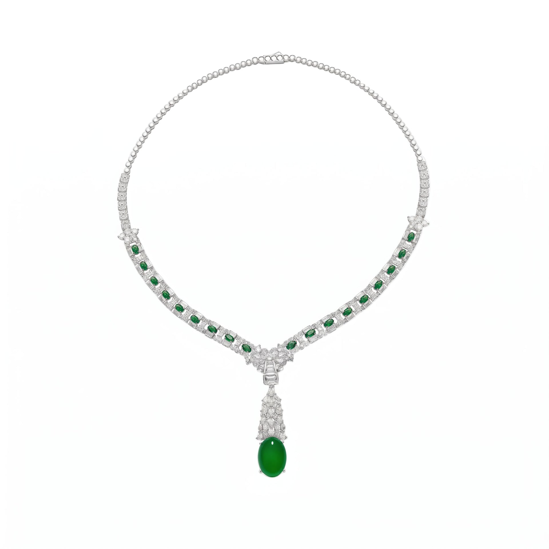 Chalcedony Cabochon Drop Necklace - Gem Vivi
