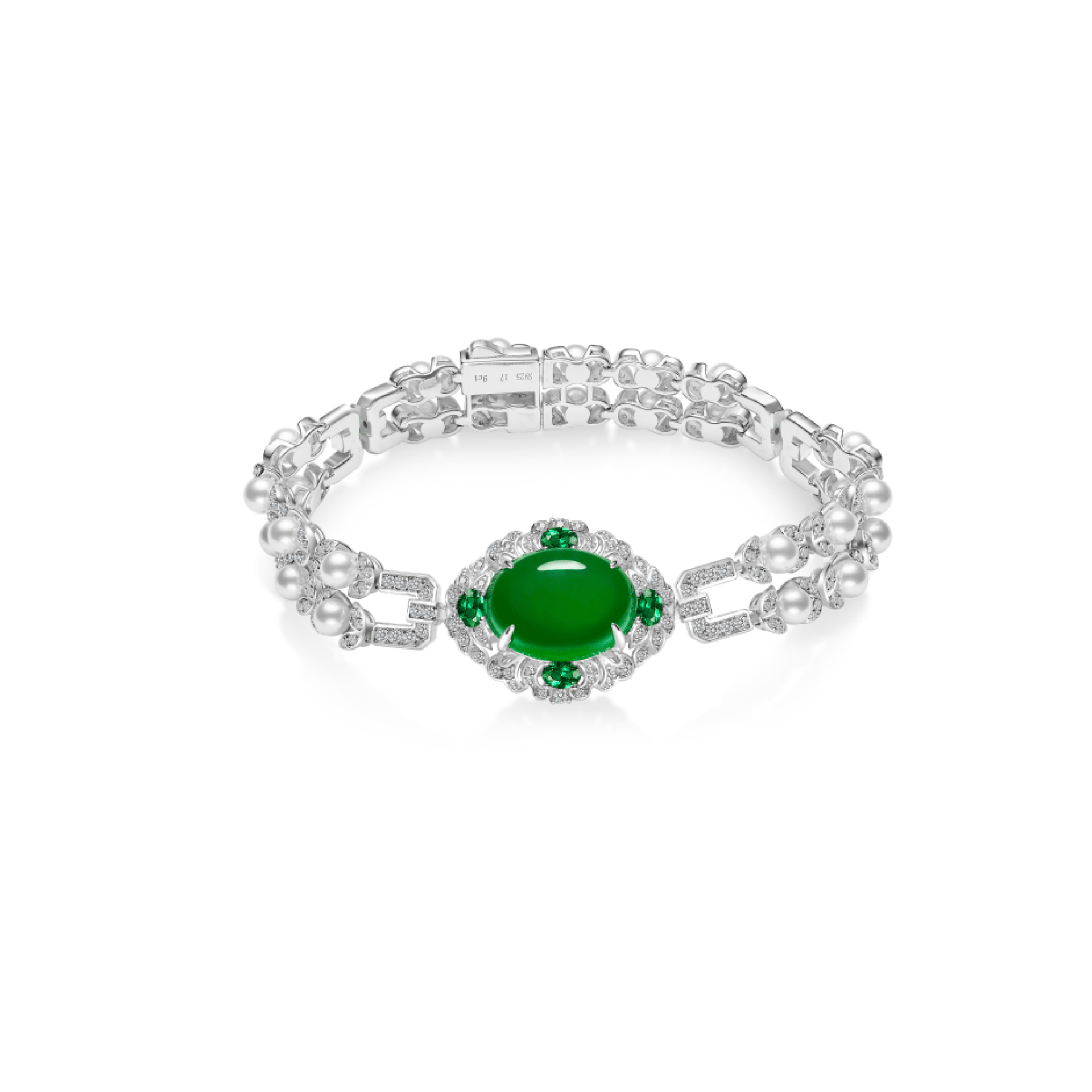 Chalcedony Cabochon & Pearl Bracelet - Gem Vivi