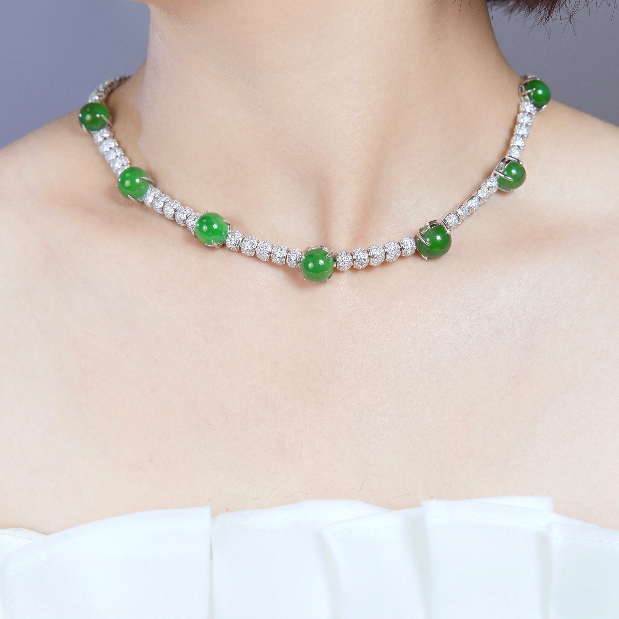Chalcedony Cabochon Statement Necklace - Gem Vivi