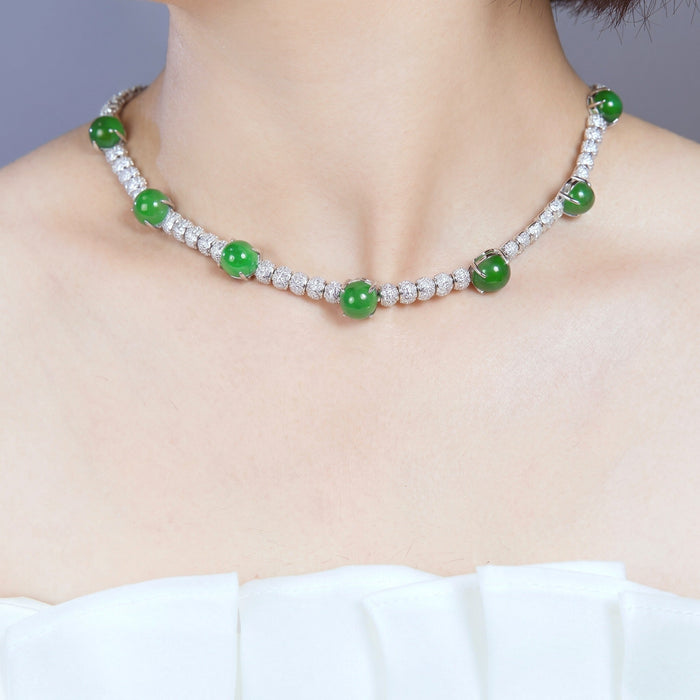 Chalcedony Cabochon Statement Necklace - Gem Vivi