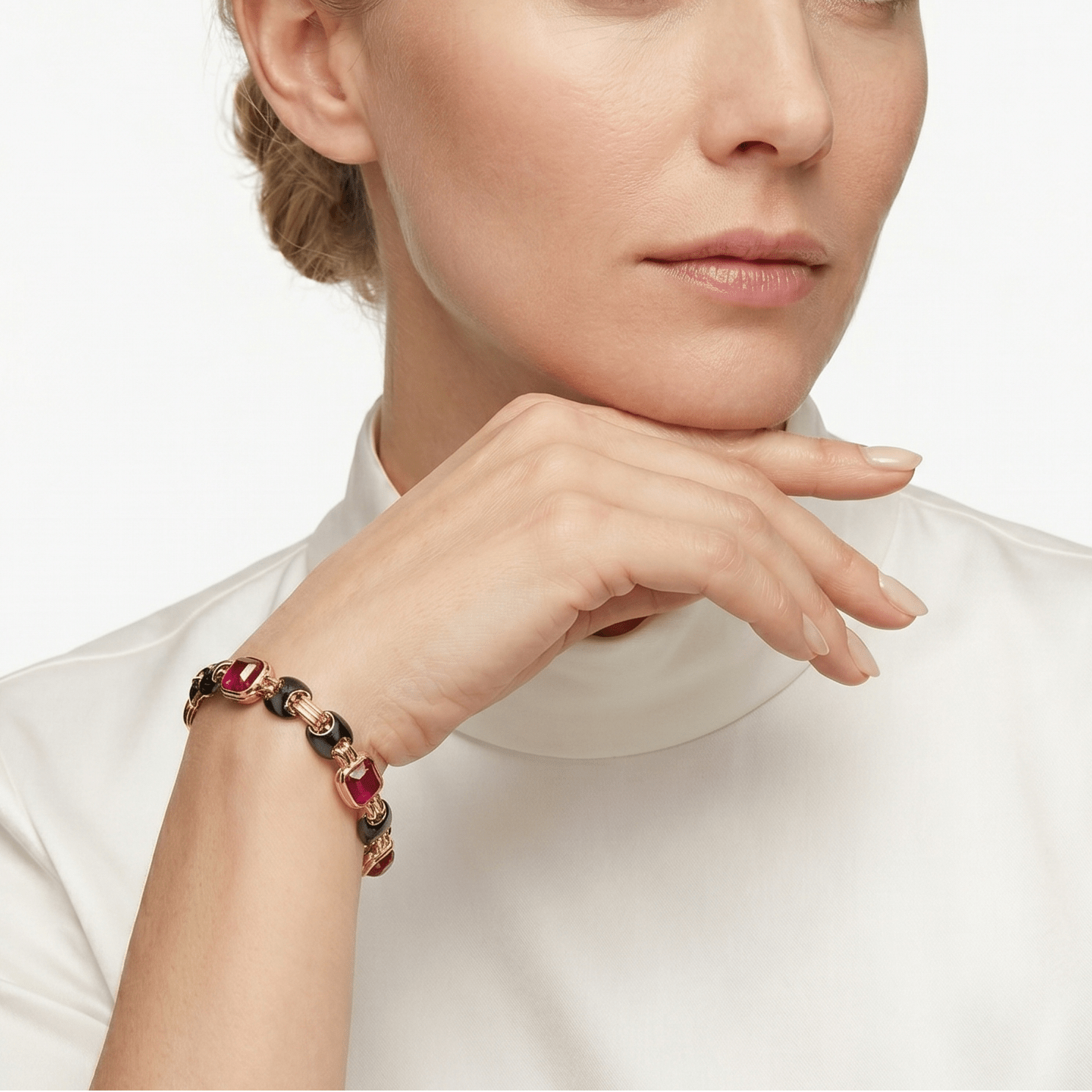 Charlotte Gilded Ruby Link Bracelet - Gem Vivi