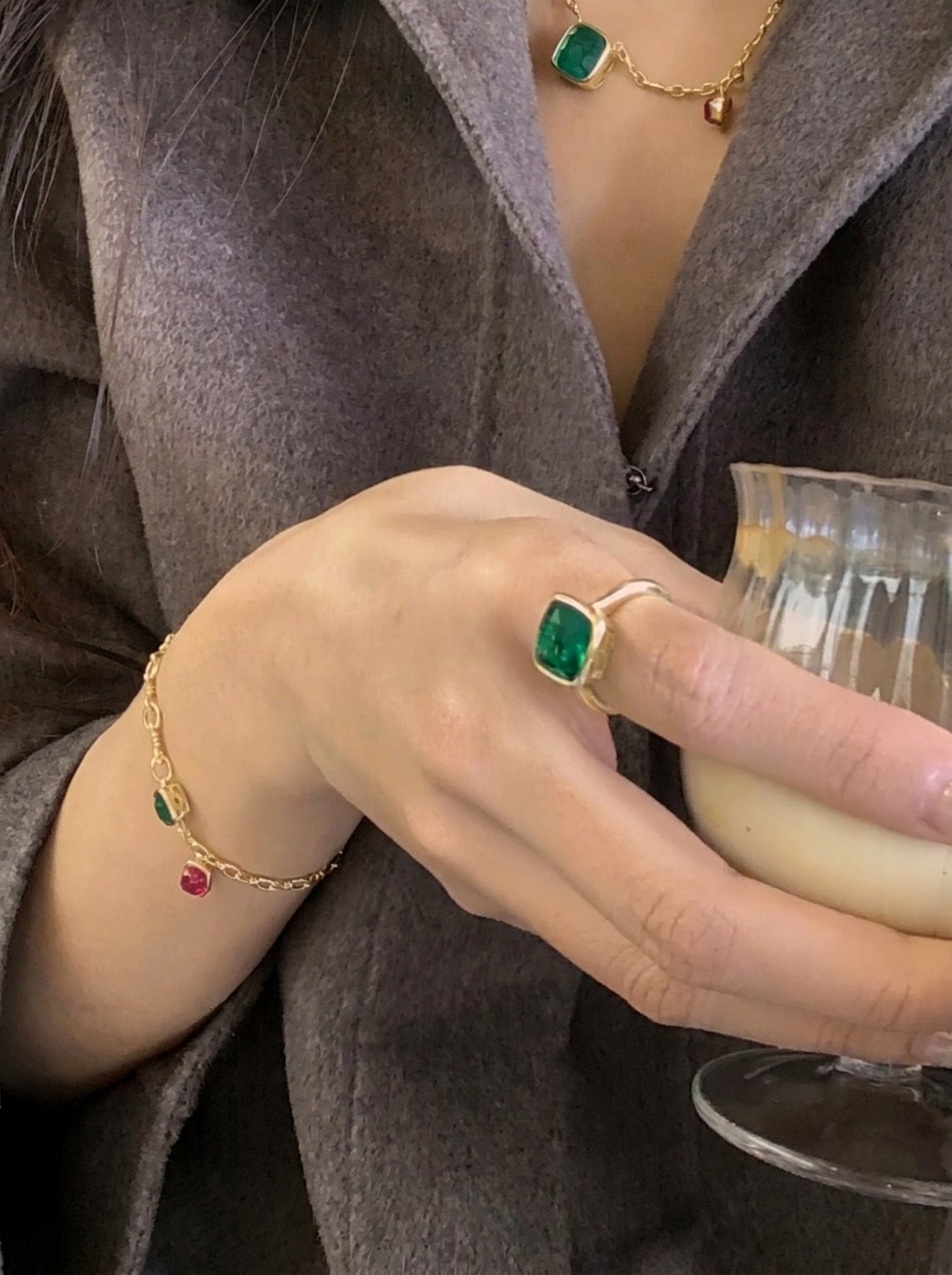 Chloe Duo Glow Cushion Ring - Gem Vivi