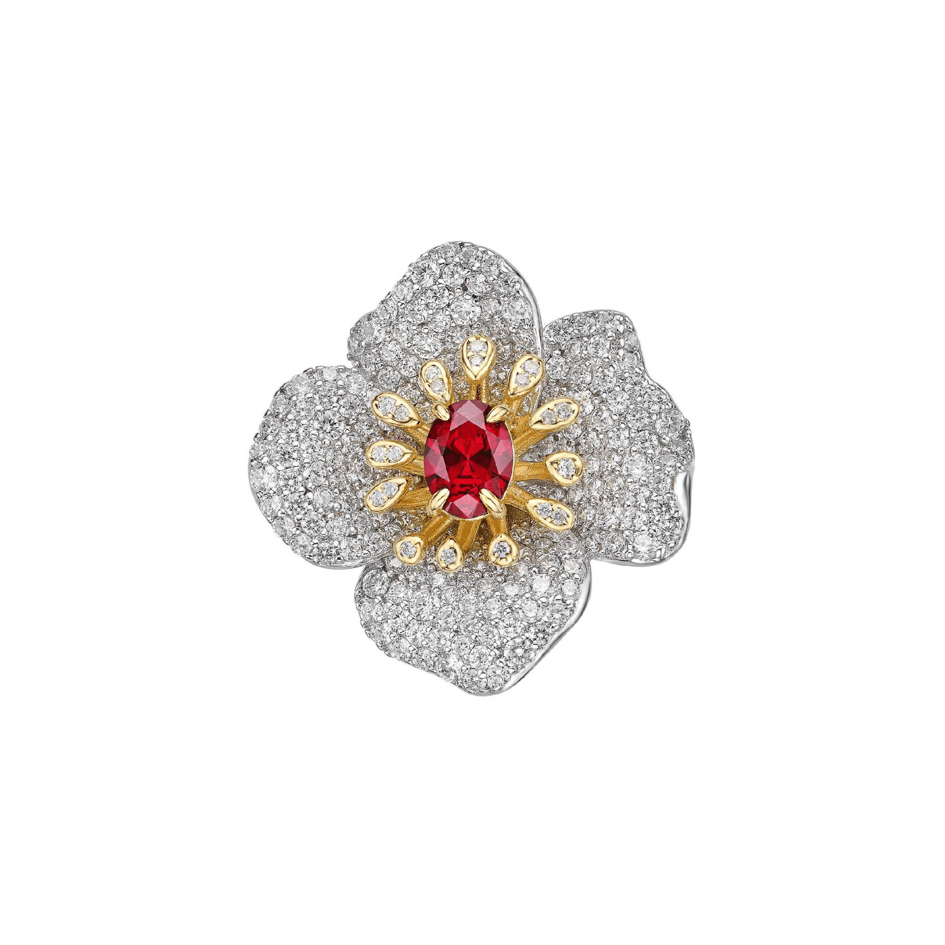 Claire Flower Cocktail Ruby Ring - Gem Vivi