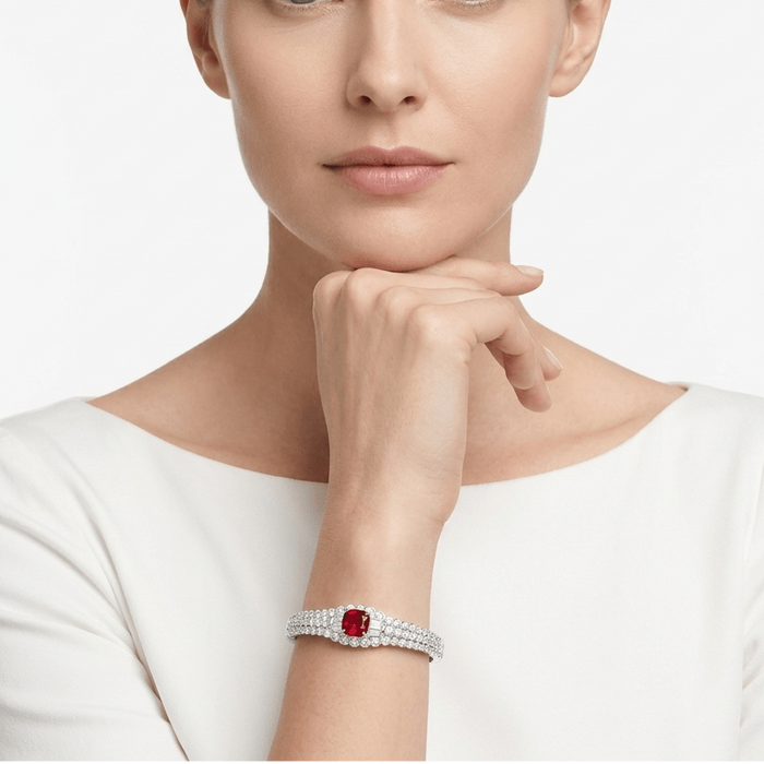 Clara Square Ruby Bangle Bracelet - Gem Vivi