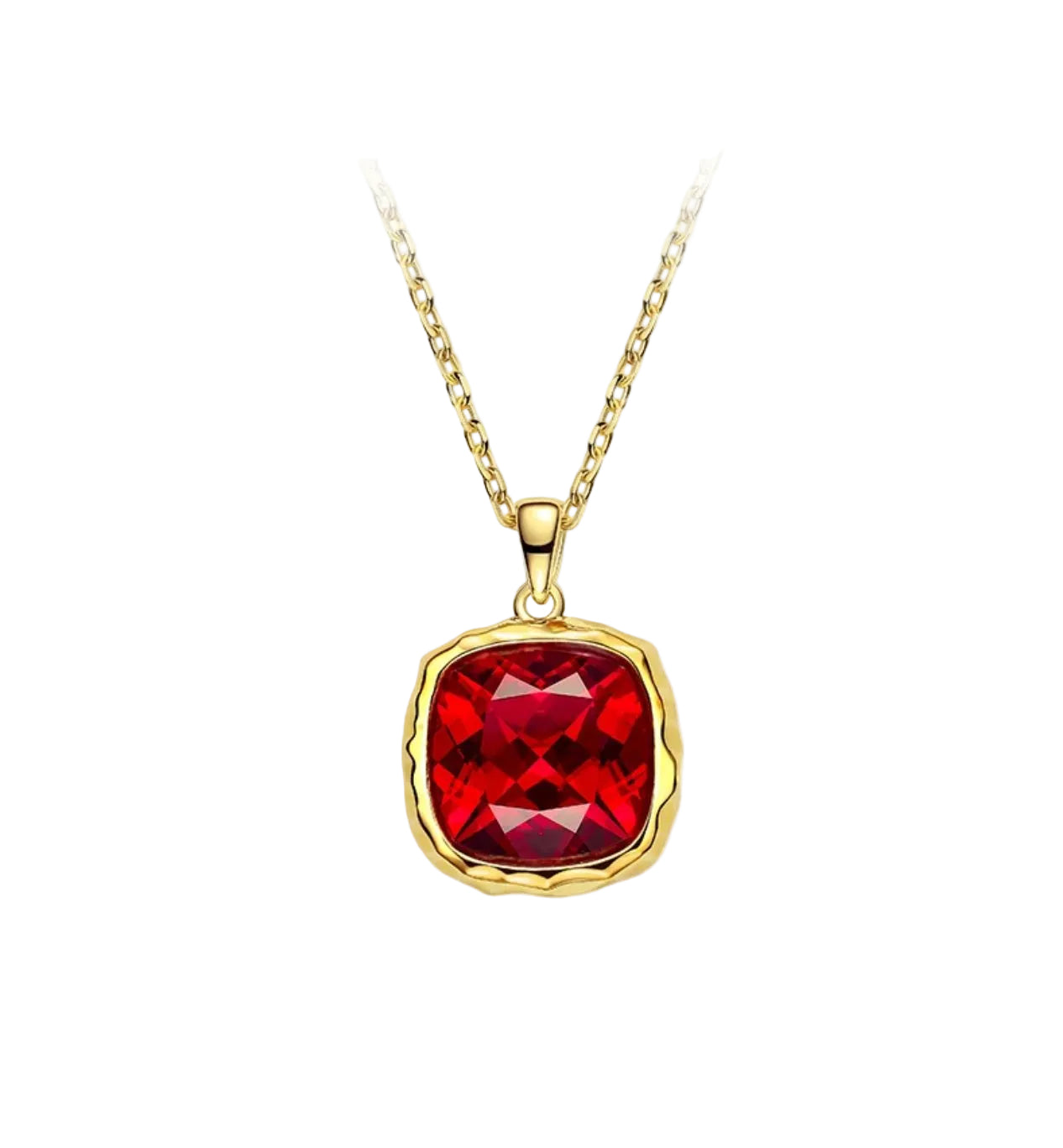 Crimson Glow Cushion Pendant Necklace - Gem Vivi