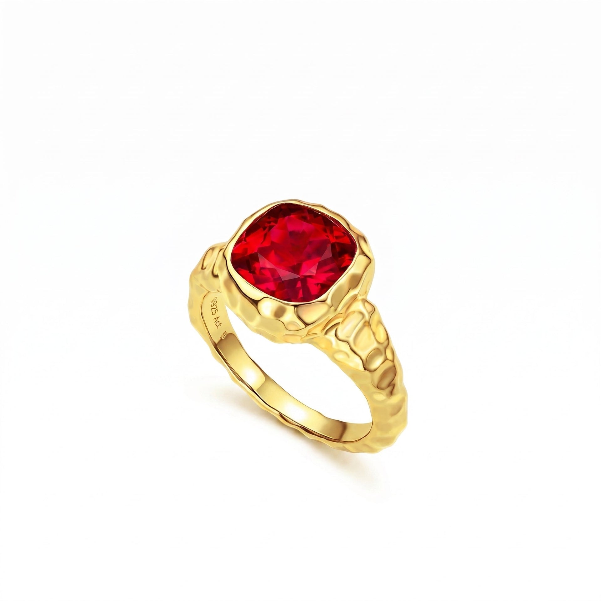 Crimson Glow Cushion Ring - Gem Vivi