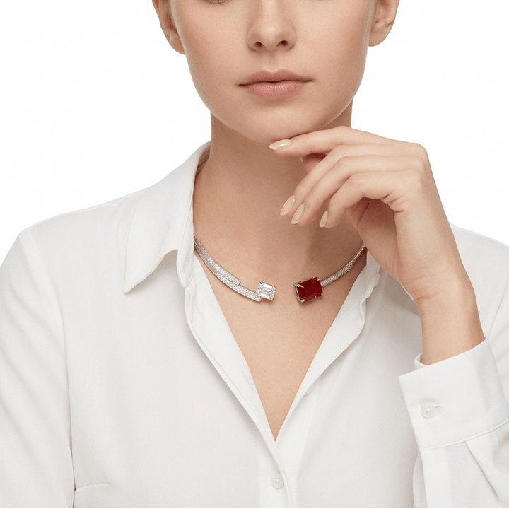 Crimson Glow Ruby Choker Necklace - Gem Vivi