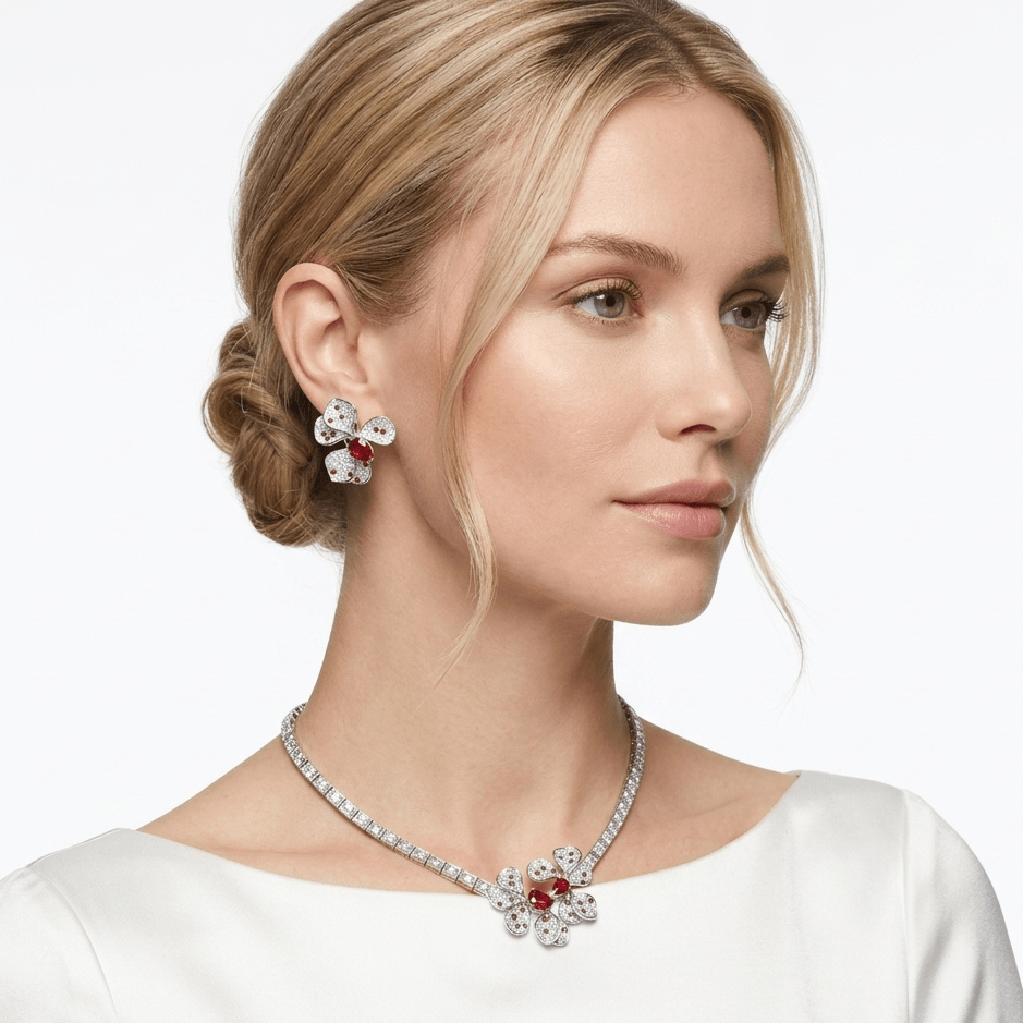 Crimson Petal Bloom Earrings - Gem Vivi
