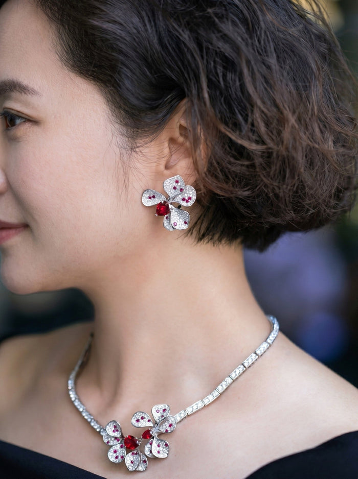 Crimson Petal Bloom Ring - Gem Vivi