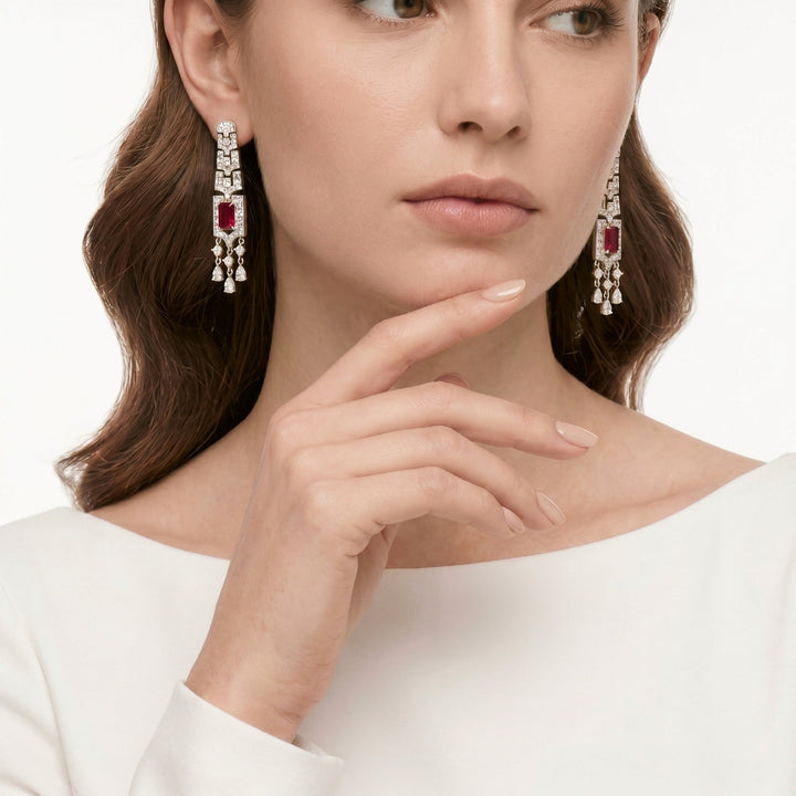 Crimson Ruby Drop Earrings - Gem Vivi