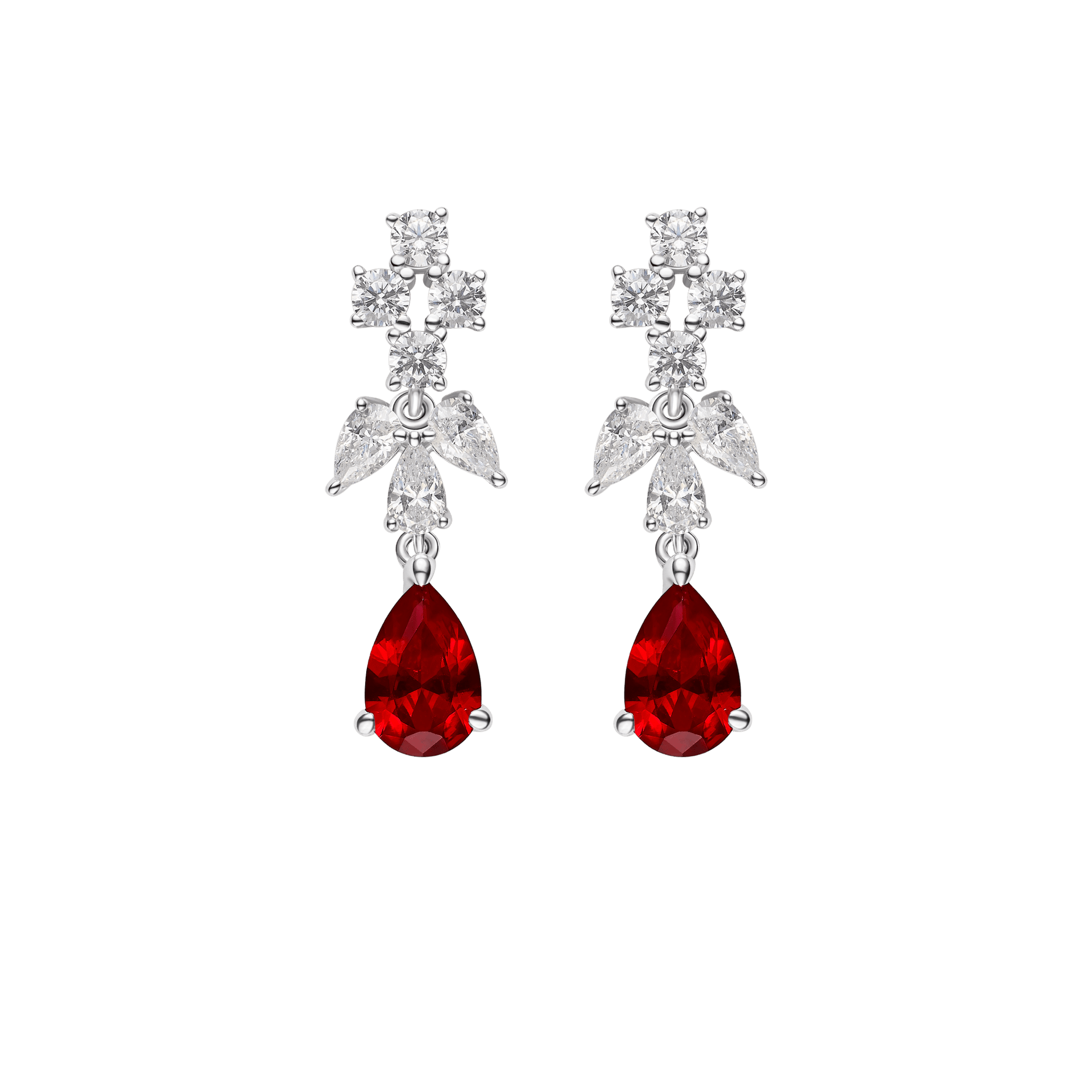 Crimson Ruby Pear Drop Earrings - Gem Vivi