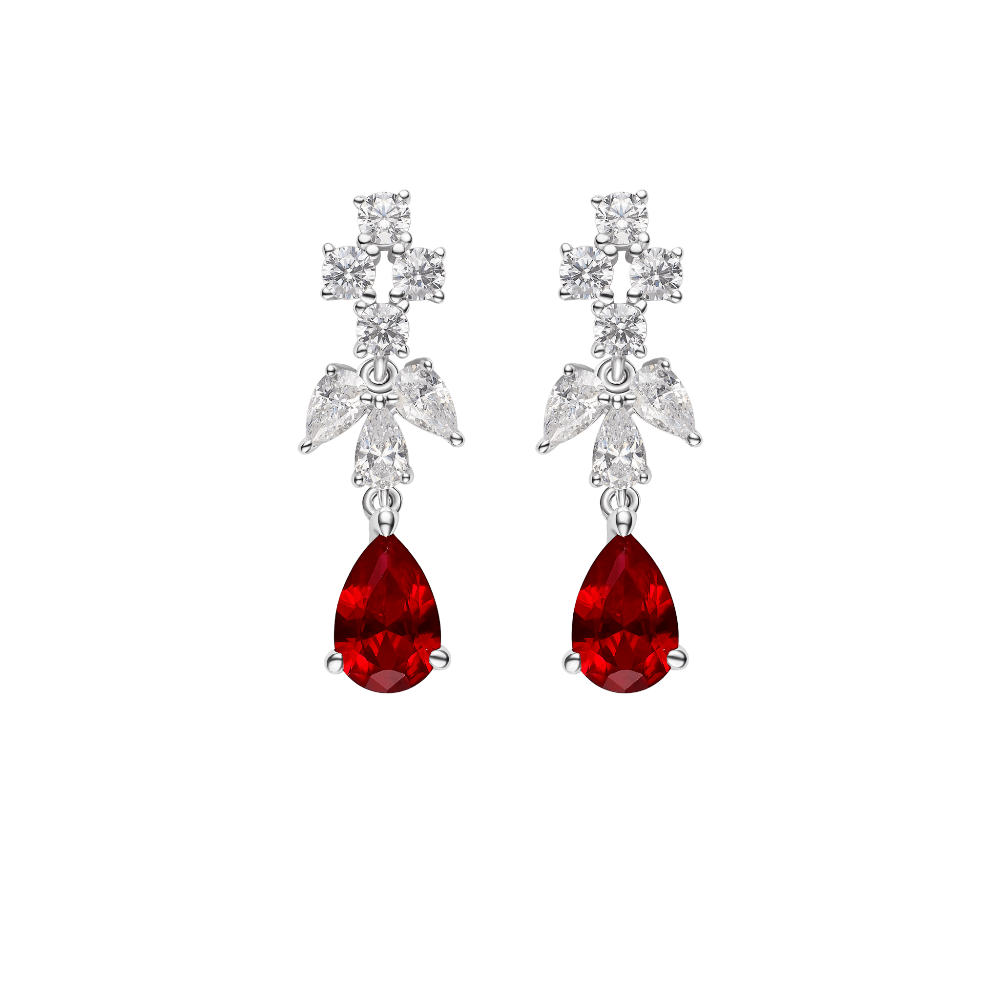Crimson Ruby Pear Drop Earrings - Gem Vivi