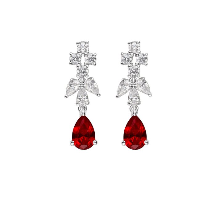 Crimson Ruby Pear Drop Earrings - Gem Vivi