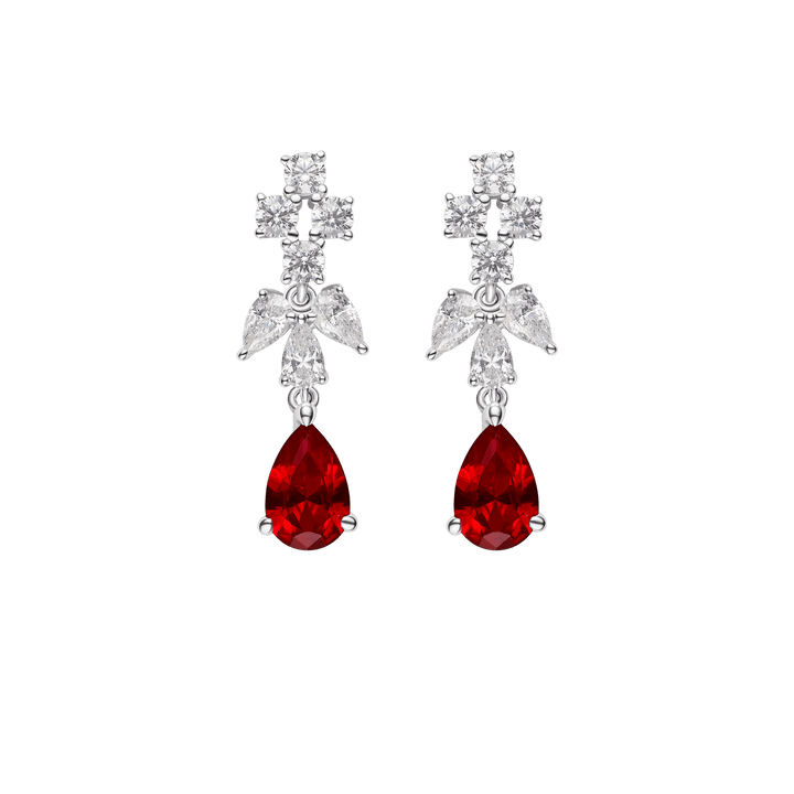 Crimson Ruby Pear Drop Earrings - Gem Vivi