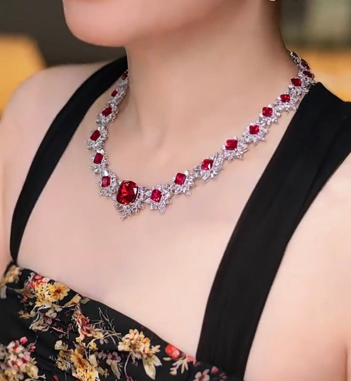 Crimson Star Tennis Necklace - Gem Vivi