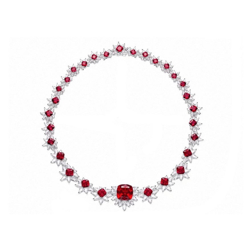 Crimson Star Tennis Necklace - Gem Vivi