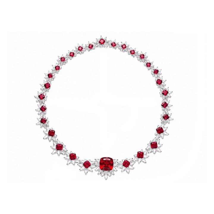 Crimson Star Tennis Necklace - Gem Vivi
