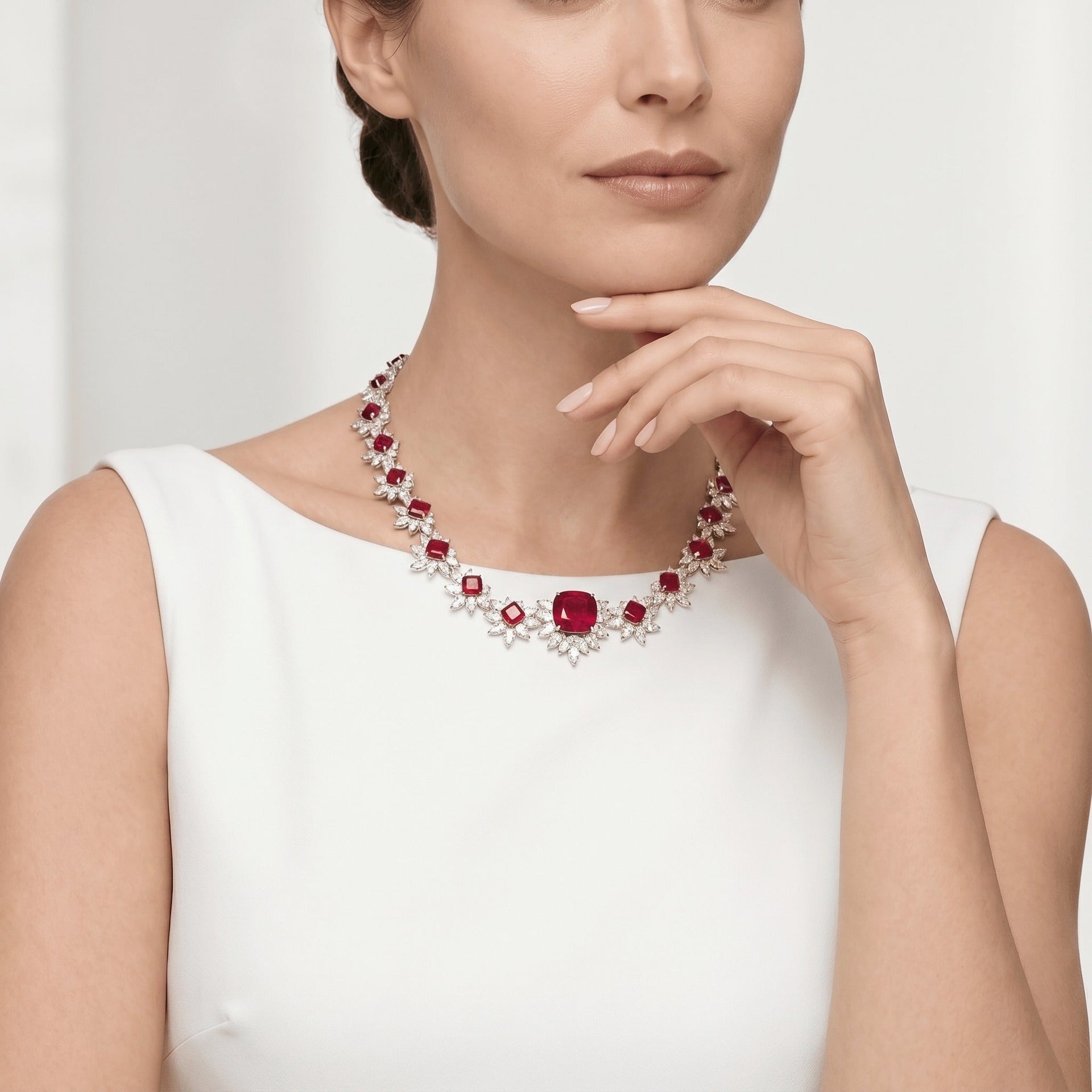 Crimson Starburst Necklace - Gem Vivi