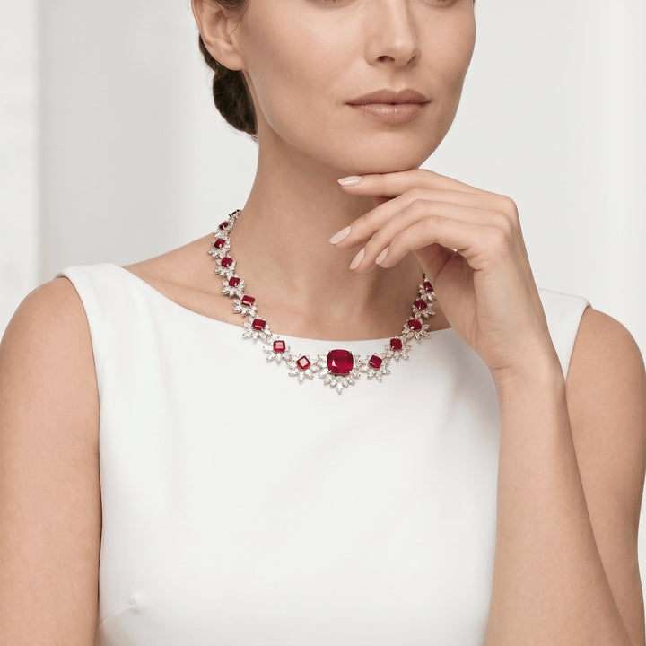 Crimson Starburst Necklace - Gem Vivi