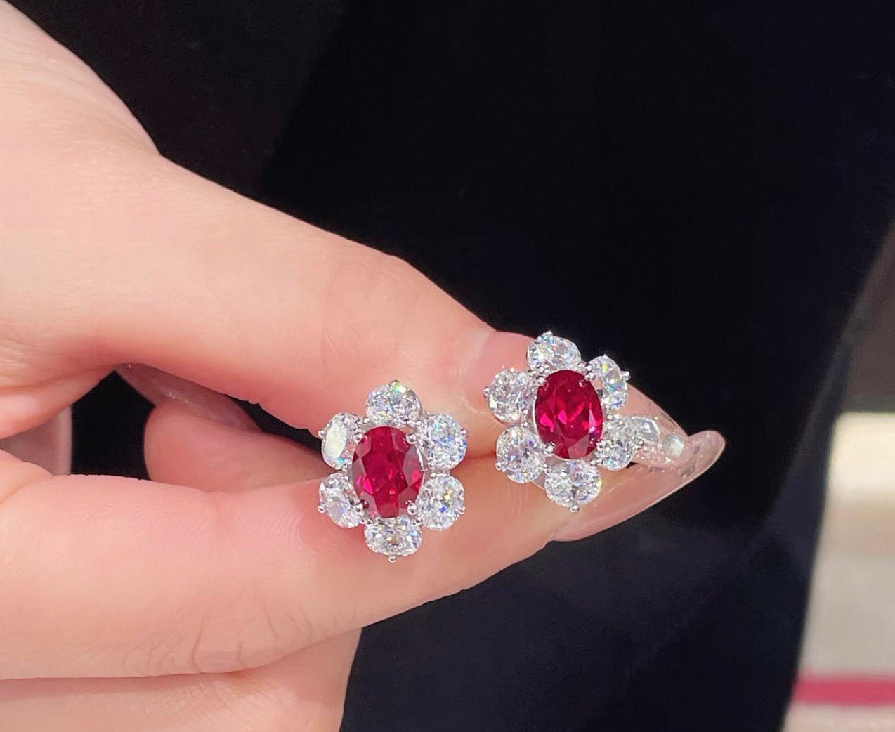 Cynthia Ruby Spark Earrings - Gem Vivi