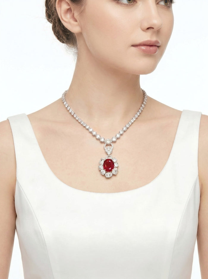 Cynthia Ruby Spark Pendant Necklace - Gem Vivi
