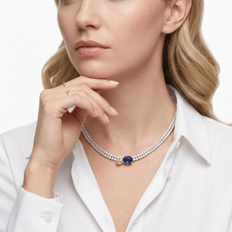 Dual Gem Elegance Tennis Necklace - Gem Vivi