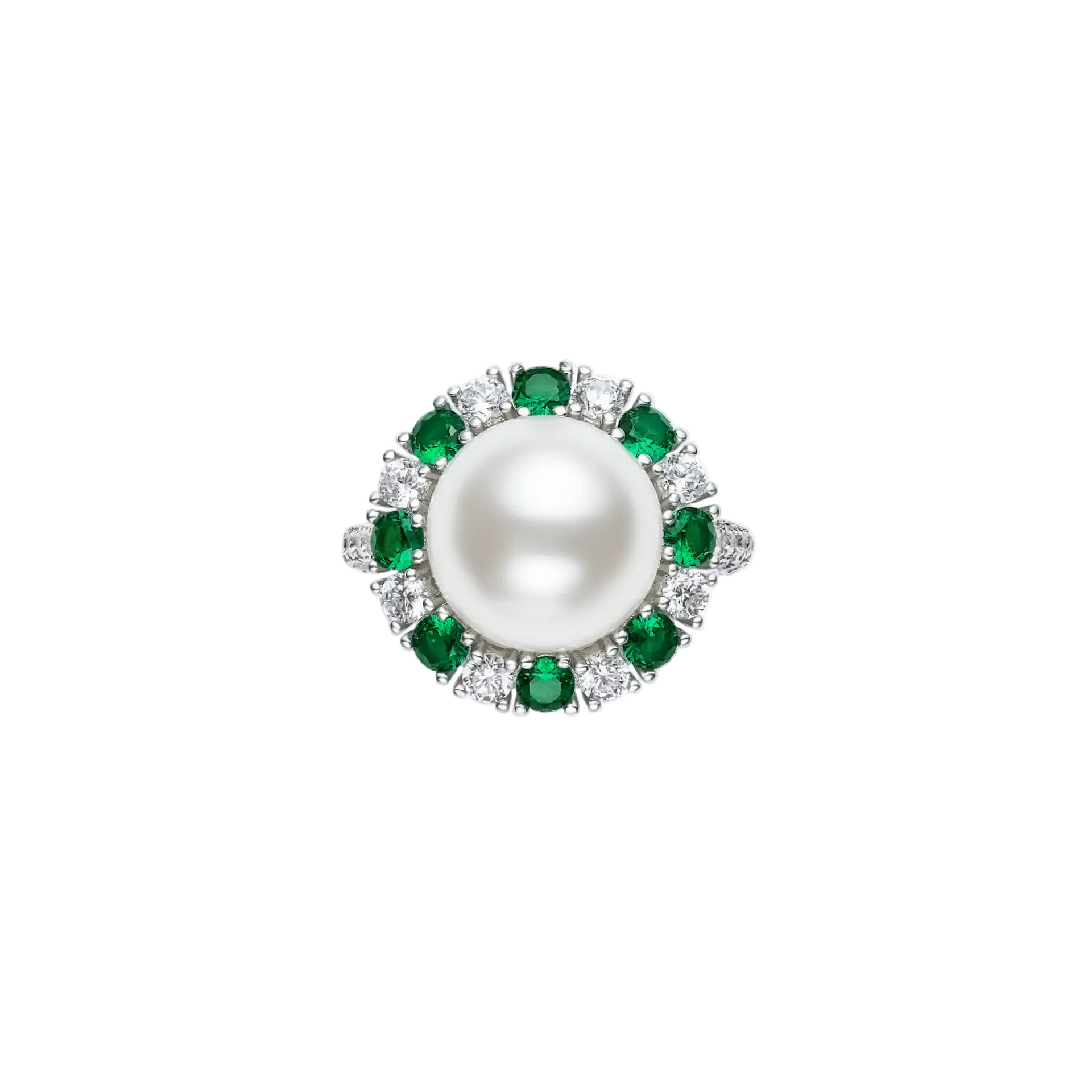 Elegant Emerald and Pearl Cocktail Ring - Gem Vivi