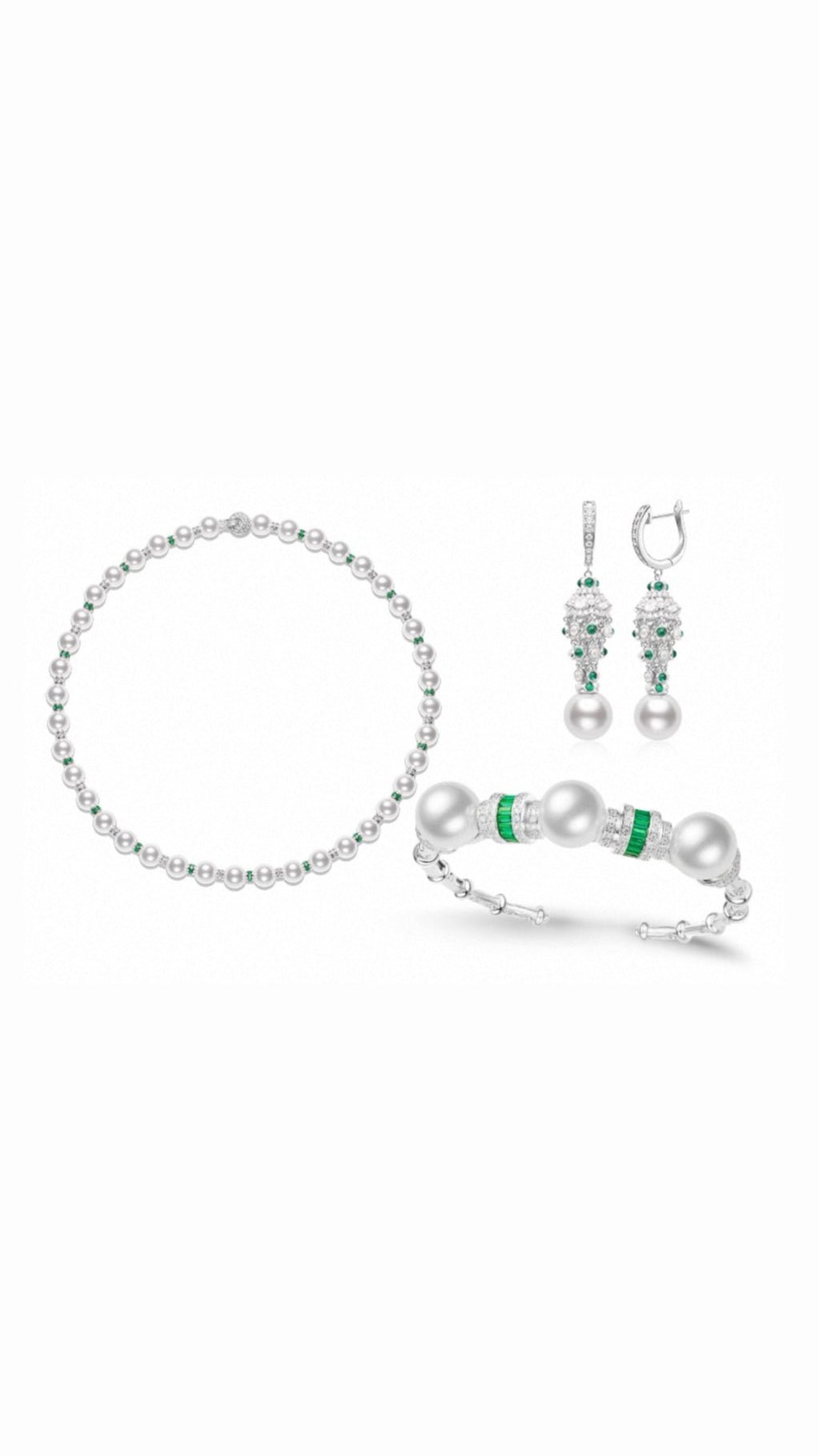 Elegant Pearl and Emerald Bangle Bracelet - Gem Vivi