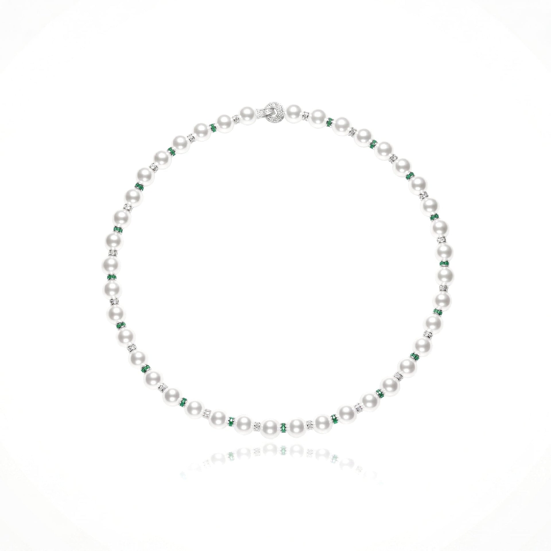 Elegant Pearl and Emerald Necklace - Gem Vivi