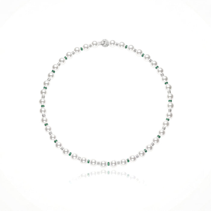 Elegant Pearl and Emerald Necklace - Gem Vivi