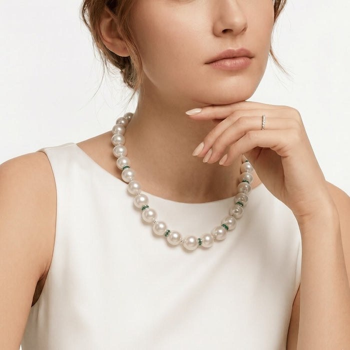 Elegant Pearl and Emerald Necklace - Gem Vivi