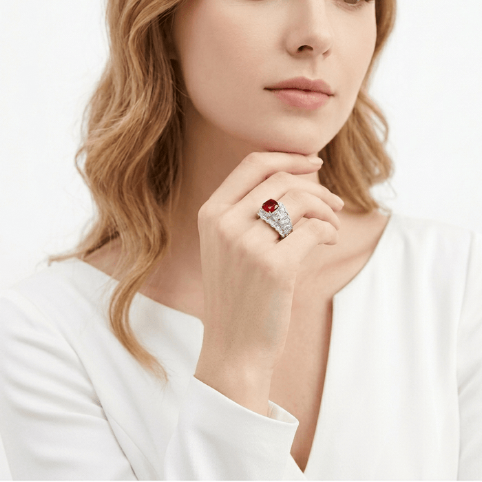 Ember Ruby Solitaire Cushion Ring - Gem Vivi