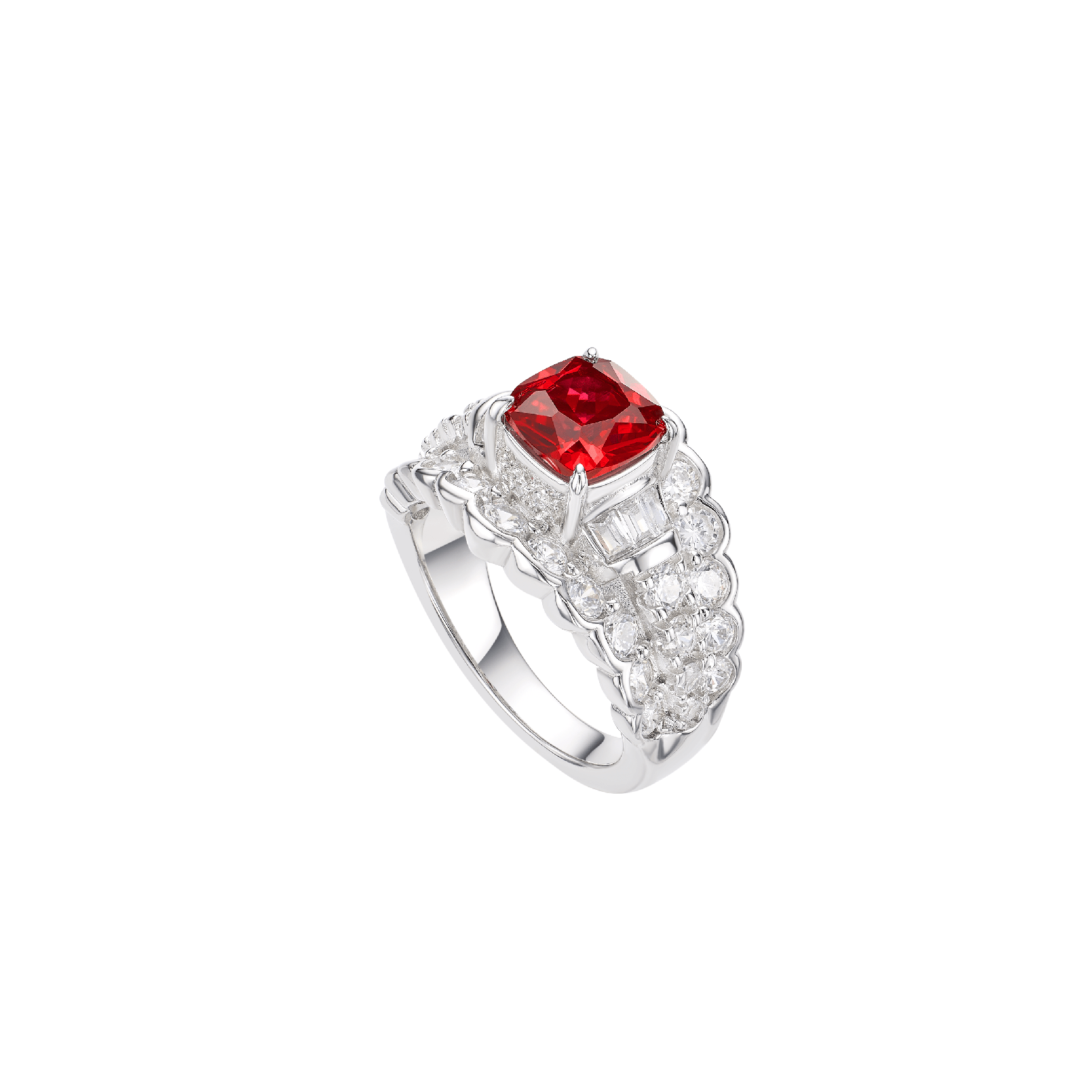 Ember Ruby Solitaire Cushion Ring - Gem Vivi