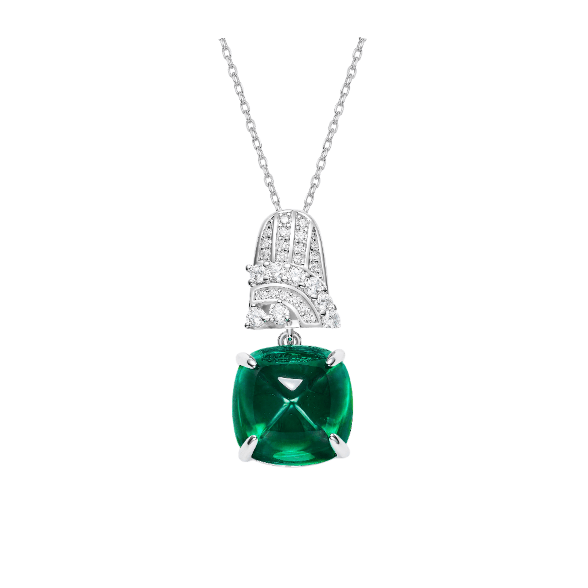 Emerald Cabochon Drop Necklace - Gem Vivi